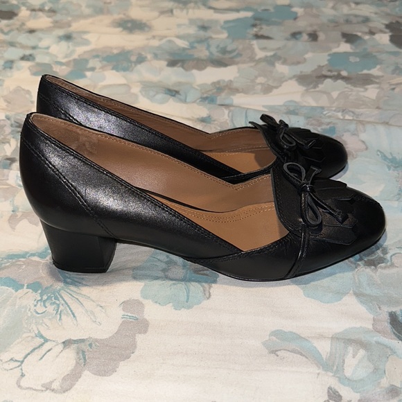 Brooks Brothers Black Leather Kiltie Bloch Heel Pumps 7.5 EUC - Picture 2 of 16
